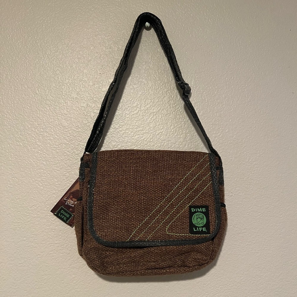 Dime Bags Mini Messenger NWT - Brown Hemp Adjustable Crossbody Bag